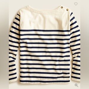 J. Crew Mariner cloth boat neck T-shirt in ivory and navy